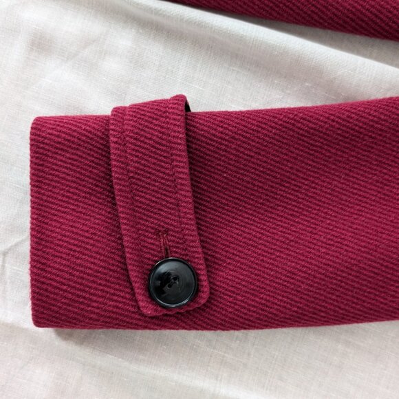 JACOB Wine Red Collared Wool Pleated Jacket Women's Size L - Picture 3 of 13